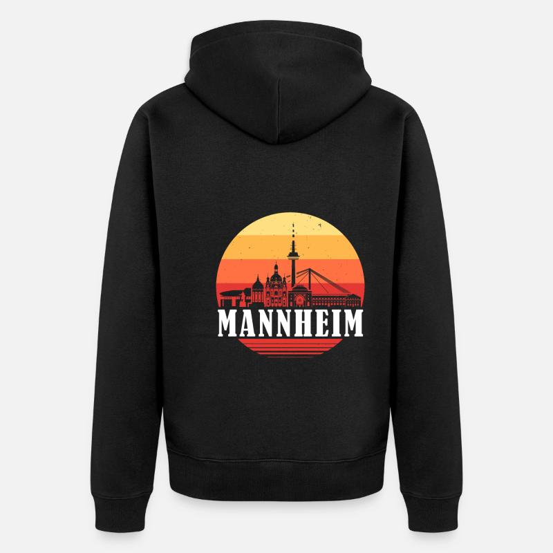 Mannheim Retro Skyline - Veste à capuche bio Premium Unisexe - noir