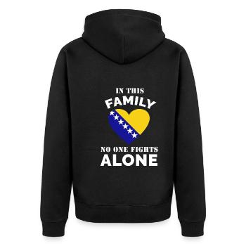 Bosnien Familie Spruch - Unisex Premium Bio Zip Hoodie - Schwarz - Hinten - Nico (187cm)