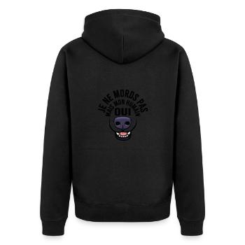 Je ne mords pas mais mon humain oui - Veste à capuche bio Premium Unisexe - noir - Dos - Nico (187cm)
