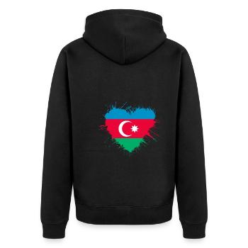 Drapeau du cœur de l’Azerbaïdjan - Veste à capuche bio Premium Unisexe - noir - Dos - Nico (187cm)