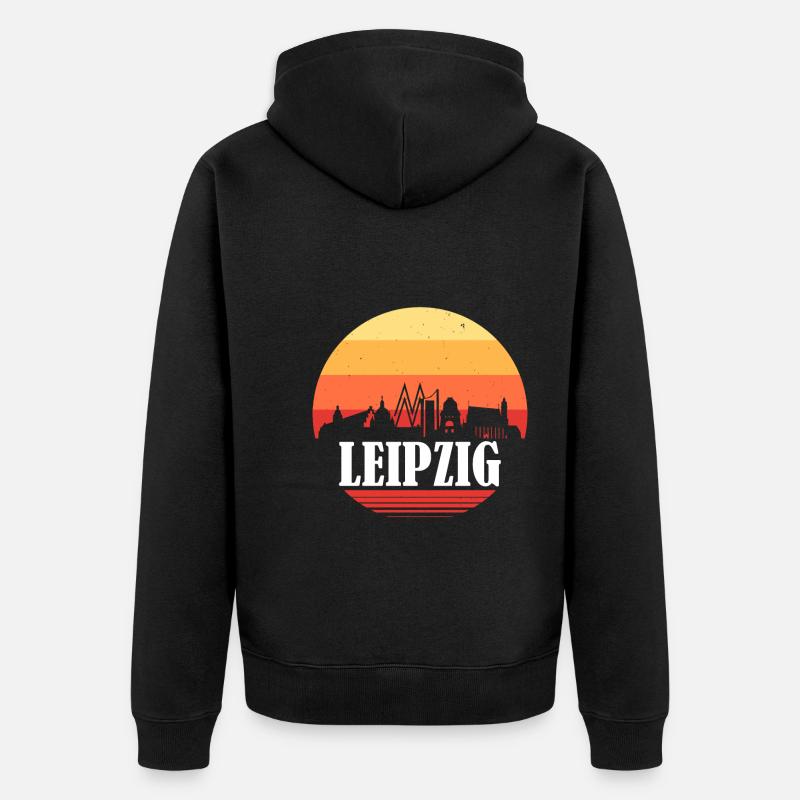 Leipzig Retro Skyline - Veste à capuche bio Premium Unisexe - noir