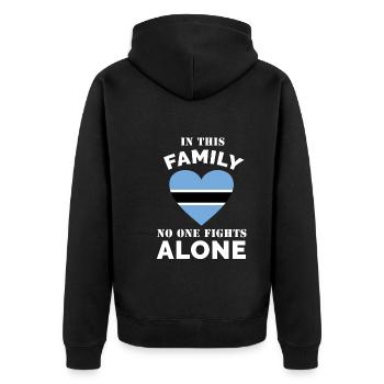 Botswana Familie Spruch - Unisex Premium Bio Zip Hoodie - Schwarz - Hinten - Nico (187cm)