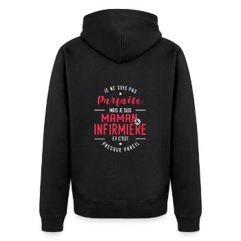 maman infirmière humour fête des mères infirmiere - Veste à capuche bio Premium Unisexe - noir - Dos - Nico (187cm)