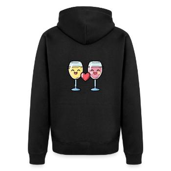 Red Wine Couple Wine Love Heart Comic - Unisex Premium Organic Zip Hoodie - black - Back - Nico (187cm)
