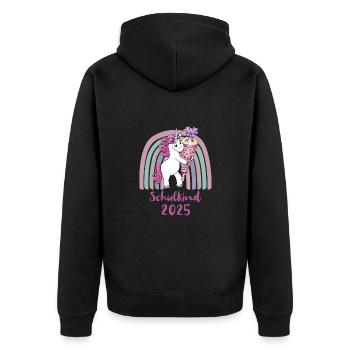 Écolier 2025 Licorne avec cône de sucre arc-en-ciel - Veste à capuche bio Premium Unisexe - noir - Dos - Nico (187cm)
