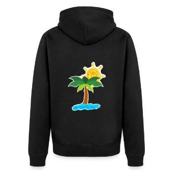 Palmen am Strand - Unisex Premium Bio Zip Hoodie - Schwarz - Hinten - Nico (187cm)