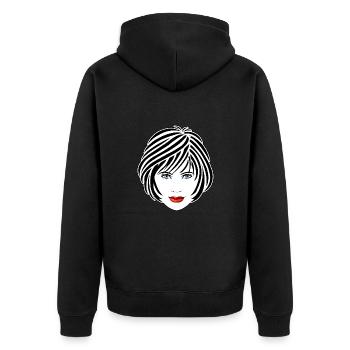 Portrait einer schönen Frau - Unisex Premium Bio Zip Hoodie - Schwarz - Hinten - Nico (187cm)