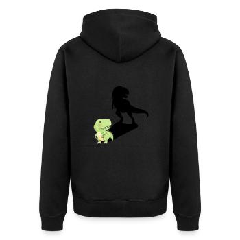 Kleine ganz groß! - Träume groß - Unisex Premium Bio Zip Hoodie - Schwarz - Hinten - Nico (187cm)