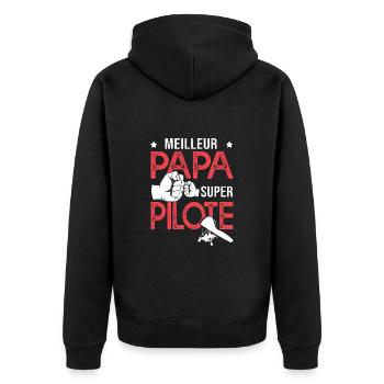 Cadeau papa meilleur papa pilote de delta plane - Veste à capuche bio Premium Unisexe - noir - Dos - Nico (187cm)