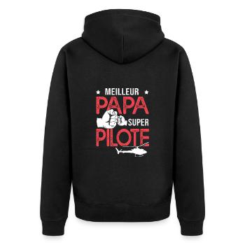 Cadeau papa meilleur papa pilote de hélicoptère - Veste à capuche bio Premium Unisexe - noir - Dos - Nico (187cm)