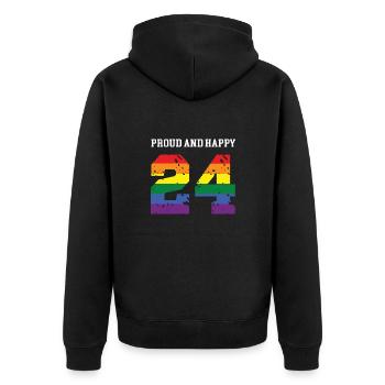 24 Jahre Geburtstag 24. Birthday twentyfour LGBTQ - Unisex Premium Bio Zip Hoodie - Schwarz - Hinten - Nico (187cm)