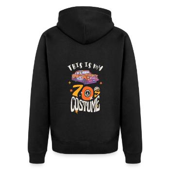 Das ist mein 70er Jahre Kostüm - Unisex Premium Bio Zip Hoodie - Schwarz - Hinten - Nico (187cm)