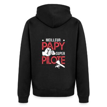 Cadeau papy meilleur papy pilote de ULM - Veste à capuche bio Premium Unisexe - noir - Dos - Nico (187cm)