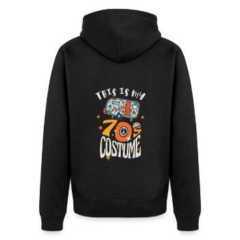 Das ist mein 70er Jahre Kostüm Grunge Effekt - Unisex Premium Bio Zip Hoodie - Schwarz - Hinten - Nico (187cm)