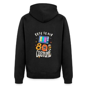 Das ist mein 80er Jahre Kostüm Grunge Effekt - Unisex Premium Bio Zip Hoodie - Schwarz - Hinten - Nico (187cm)