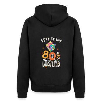 Das ist mein 80er Jahre Kostüm Grunge Effekt - Unisex Premium Bio Zip Hoodie - Schwarz - Hinten - Nico (187cm)