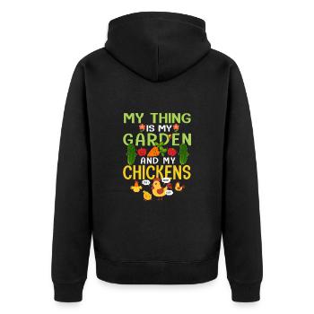 jardin mon truc est mon jardin et mes poules - Veste à capuche bio Premium Unisexe - noir - Dos - Nico (187cm)