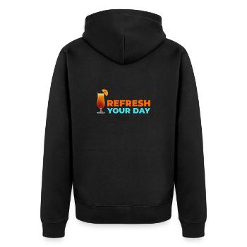 Refresh your day! - Unisex Premium Organic Zip Hoodie - black - Back - Nico (187cm)