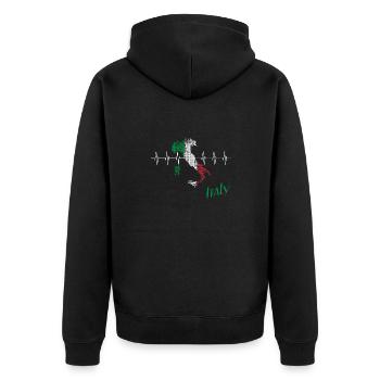 Itlay - Unisex Premium Bio Zip Hoodie - Schwarz - Hinten - Nico (187cm)
