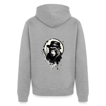Monkey with hat - Unisex Premium Organic Zip Hoodie - heather grey - Back - Nico (187cm)