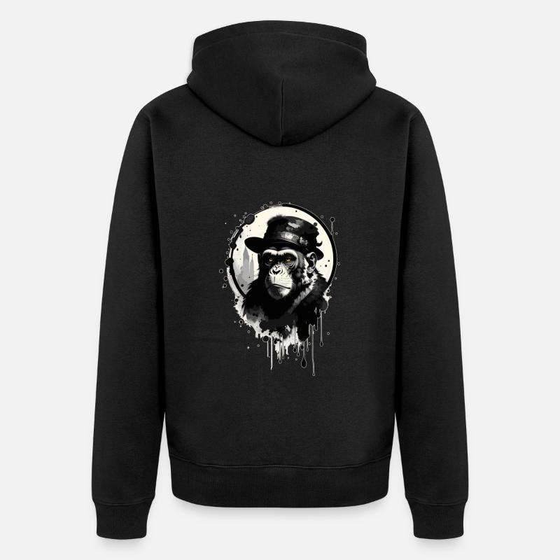 Singe avec chapeau - Veste à capuche bio Premium Unisexe - noir