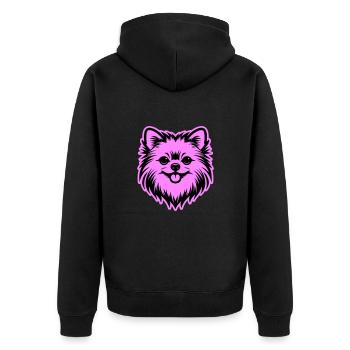 Pomeranian Dog Head - Unisex Premium Organic Zip Hoodie - black - Back - Nico (187cm)