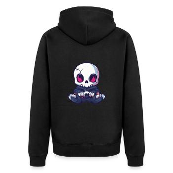Zombie Halloween Skelett Baby - Unisex Premium Bio Zip Hoodie - Schwarz - Hinten - Nico (187cm)