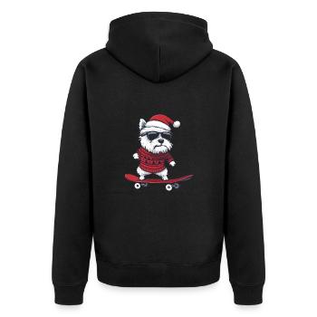 West Highland Terrier Hund Weihnachten Skateboard - Unisex Premium Bio Zip Hoodie - Schwarz - Hinten - Nico (187cm)