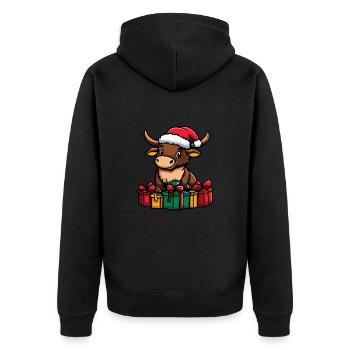 Bulle Weihnachten Geschenke Taurus - Unisex Premium Bio Zip Hoodie - Schwarz - Hinten - Nico (187cm)