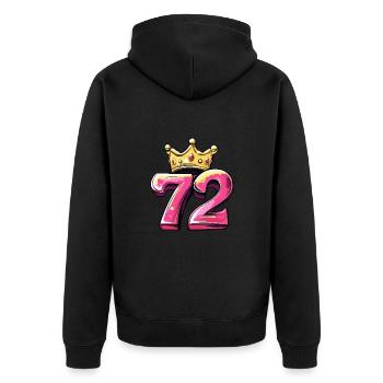 72 Zahl Krone - Unisex Premium Bio Zip Hoodie - Schwarz - Hinten - Nico (187cm)