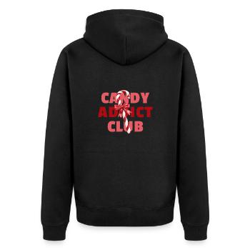 Candy Addict Club - Süßigkeiten Leckereien - Unisex Premium Bio Zip Hoodie - Schwarz - Hinten - Nico (187cm)