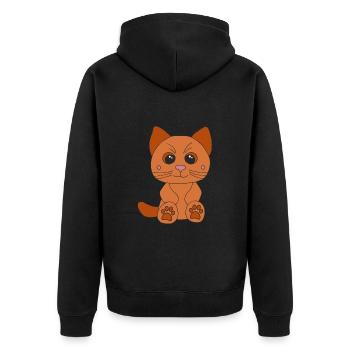 Süße braune Katze - Unisex Premium Bio Zip Hoodie - Schwarz - Hinten - Nico (187cm)