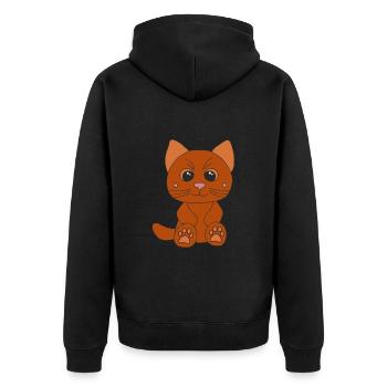 Süße kleine Katze - Unisex Premium Bio Zip Hoodie - Schwarz - Hinten - Nico (187cm)