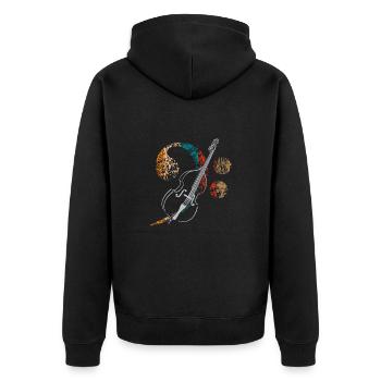 Grande clé de fa avec contrebasse - Veste à capuche bio Premium Unisexe - noir - Dos - Nico (187cm)