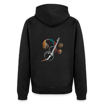 Grande clé de fa avec contrebasse - Veste à capuche bio Premium Unisexe - noir - Dos - Nico (187cm)