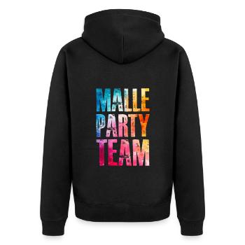 Malle Party Team Bunt - Unisex Premium Bio Zip Hoodie - Schwarz - Hinten - Nico (187cm)
