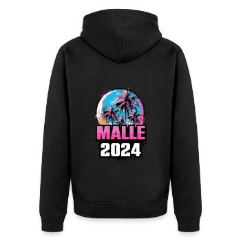 Malle 2024 Palmiers - Veste à capuche bio Premium Unisexe - noir - Dos - Nico (187cm)