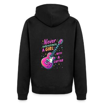 Mädchen mit Gitarre - Unisex Premium Bio Zip Hoodie - Schwarz - Hinten - Nico (187cm)