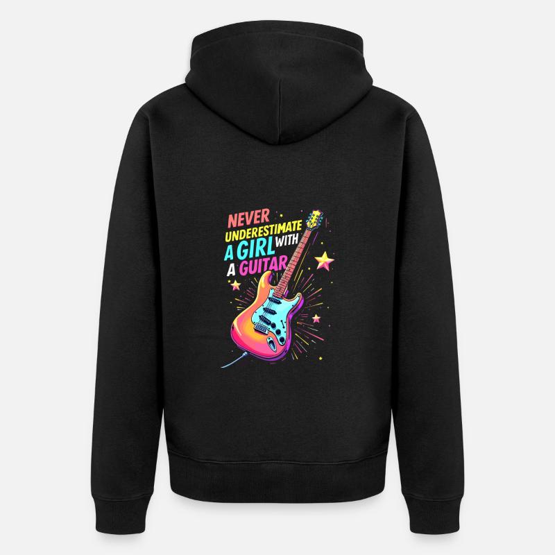 Fille avec guitare - Veste à capuche bio Premium Unisexe - noir