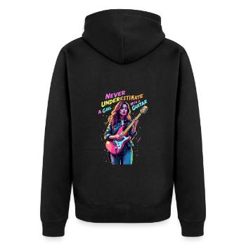 Mädchen mit Gitarre - Unisex Premium Bio Zip Hoodie - Schwarz - Hinten - Nico (187cm)