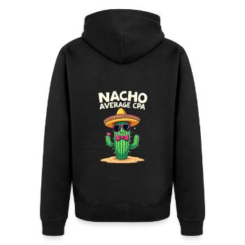 Nicht nur ein gewöhnlicher Steuerberater, Kaktus - Unisex Premium Bio Zip Hoodie - Schwarz - Hinten - Nico (187cm)