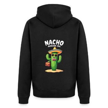 Nicht nur ein gewöhnlicher Steuerberater, Kaktus - Unisex Premium Bio Zip Hoodie - Schwarz - Hinten - Nico (187cm)