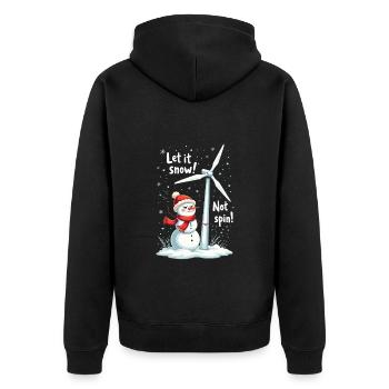 Stopp Windräder - Lasst es schneien, nicht drehen - Unisex Premium Bio Zip Hoodie - Schwarz - Hinten - Nico (187cm)