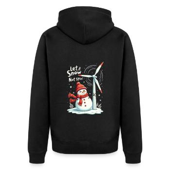 Stopp Windräder - Lasst es schneien, nicht drehen - Unisex Premium Bio Zip Hoodie - Schwarz - Hinten - Nico (187cm)