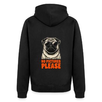 Pug with Sunglasses - No Pictures Please - Privacy - Unisex Premium Organic Zip Hoodie - black - Back - Nico (187cm)