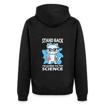 Résignation - J’essaie la science - Veste à capuche bio Premium Unisexe - noir - Dos - Nico (187cm)