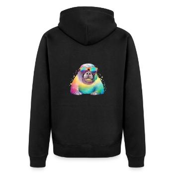 Colorful cool walrus with sunglasses - Unisex Premium Organic Zip Hoodie - black - Back - Nico (187cm)