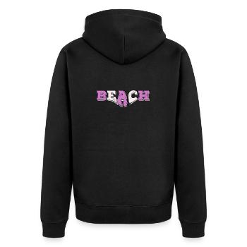 Beach pink 1 - Unisex Premium Bio Zip Hoodie - Schwarz - Hinten - Nico (187cm)