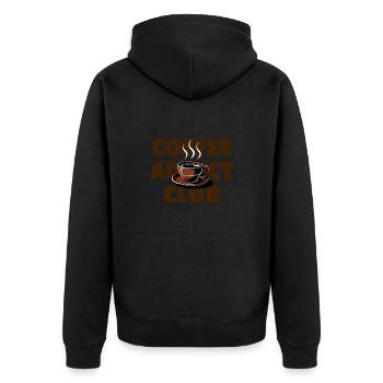 Coffee Addict Club - Lustiges Kaffee-Design - Unisex Premium Bio Zip Hoodie - Schwarz - Hinten - Nico (187cm)