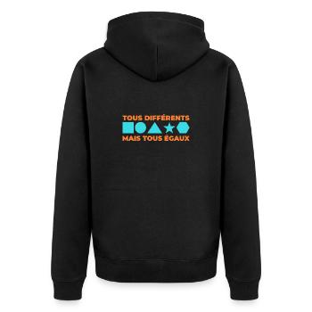 Tous différents mais tous égaux - Veste à capuche bio Premium Unisexe - noir - Dos - Nico (187cm)